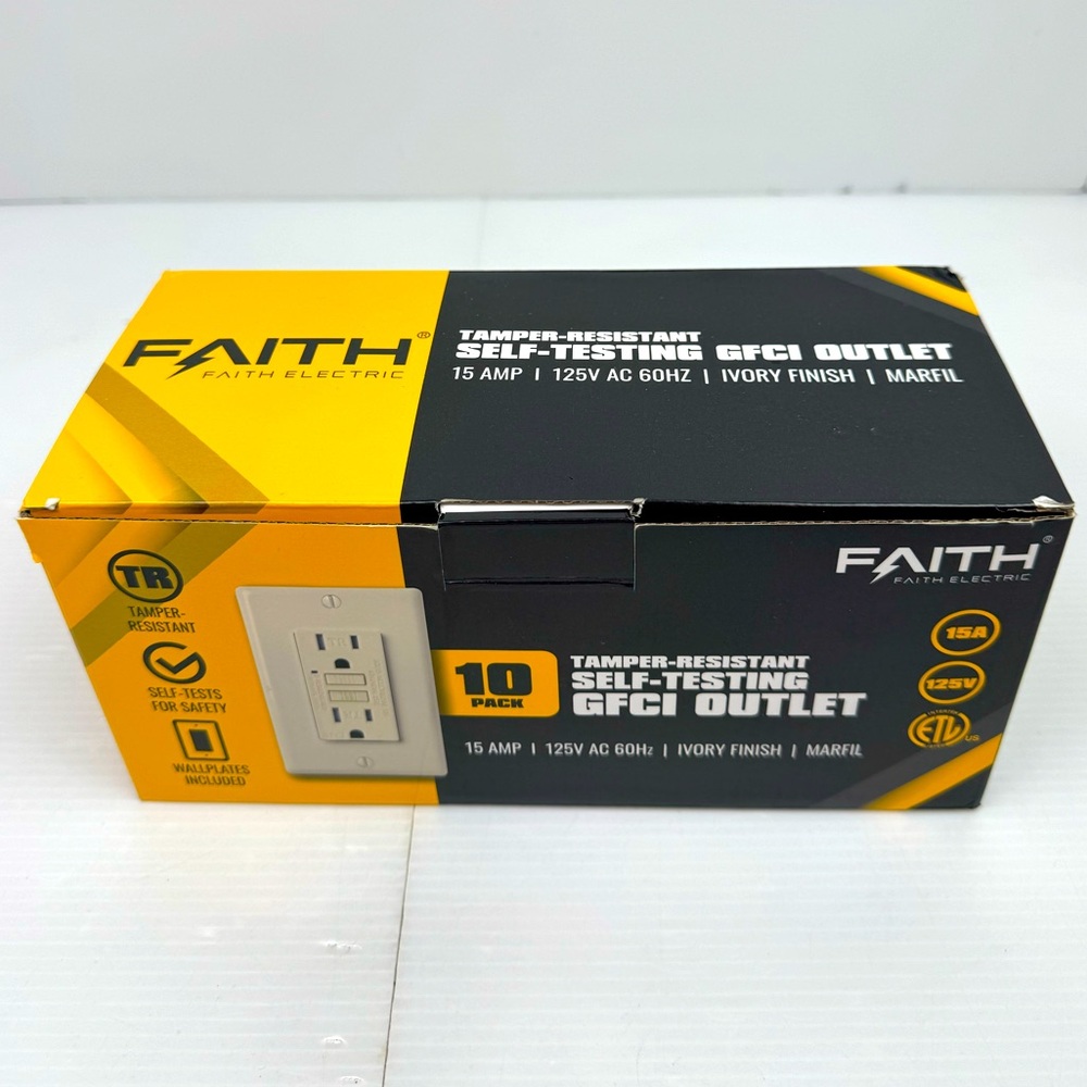 Faith 15A GFCI Outlet Tamper-Resistant Self-Testing GFI Duplex Receptacles
